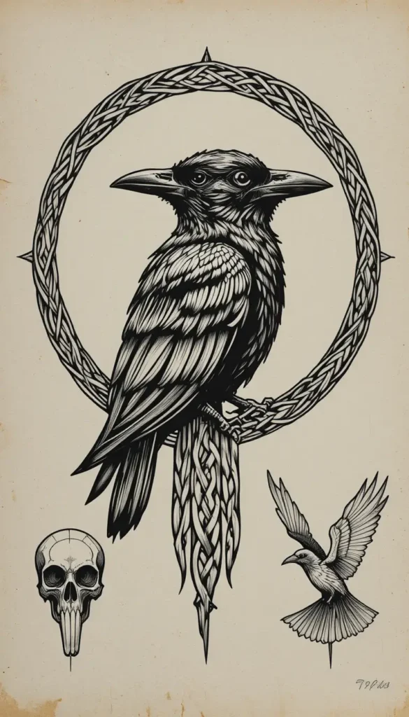 4. Tattoo Stencils Ideas for Guys: Nordic Raven Knotwork