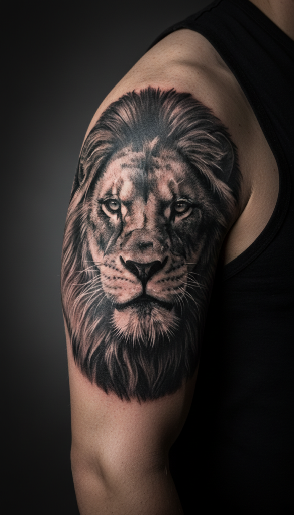 1. Photorealistic Lion Head With Dramatic Shading