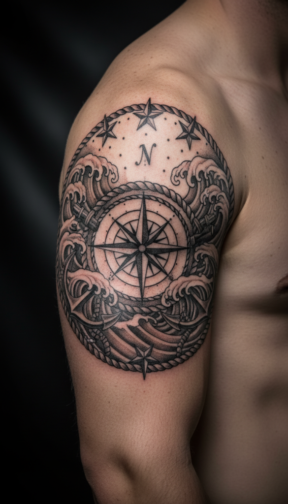 18. Compass With Nautical Elements