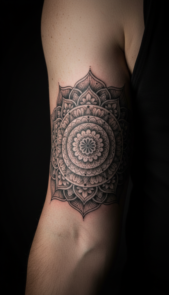 19. Mandala With Dotwork Shading