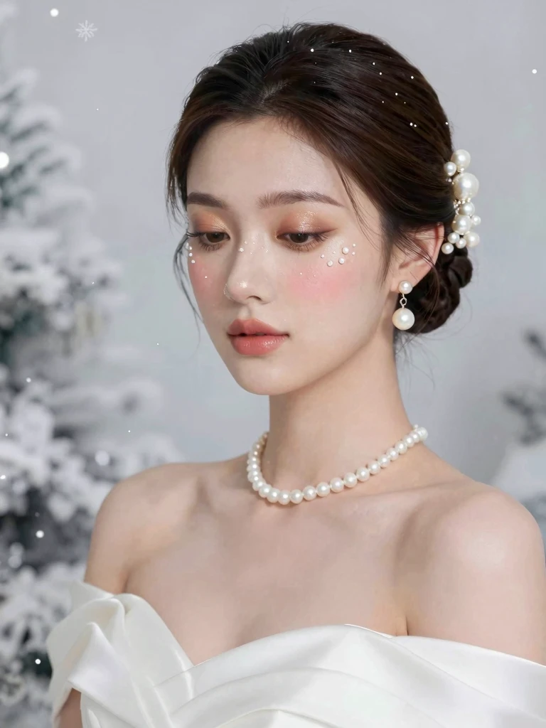 7. Soft Glam Bridal Makeup With Pearl Highlight Details