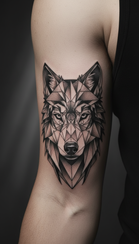 2. Geometric Wolf With Precision Linework