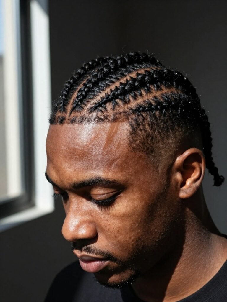 Cornrow Hairstyles For Men: 19 Stunning Trending Ideas 2 Stitch Cornrow Hairstyles For Men With Sharp Parts