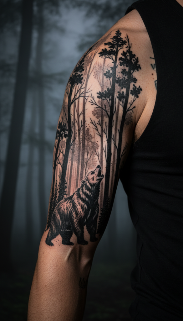 20. Forest Silhouette With Bear