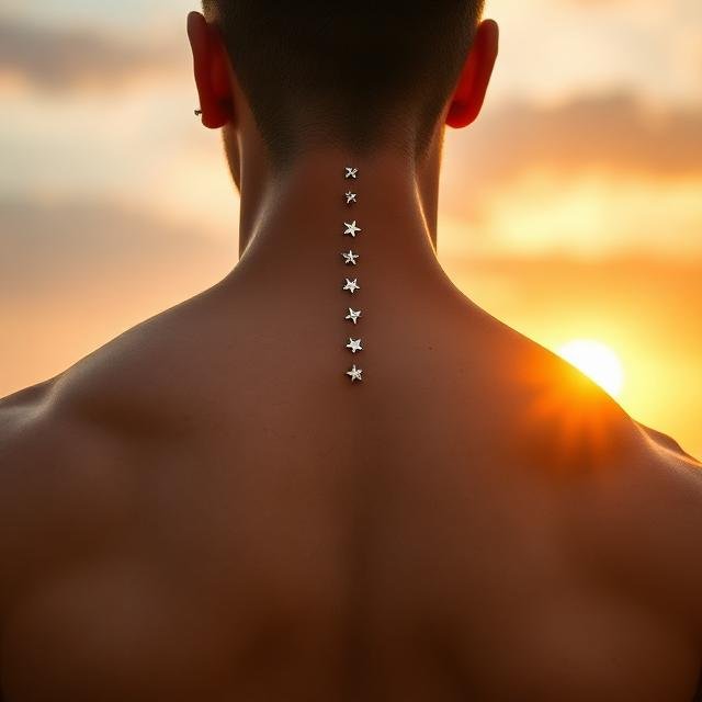 7. Back Dermal Piercing Constellation Along the Spine