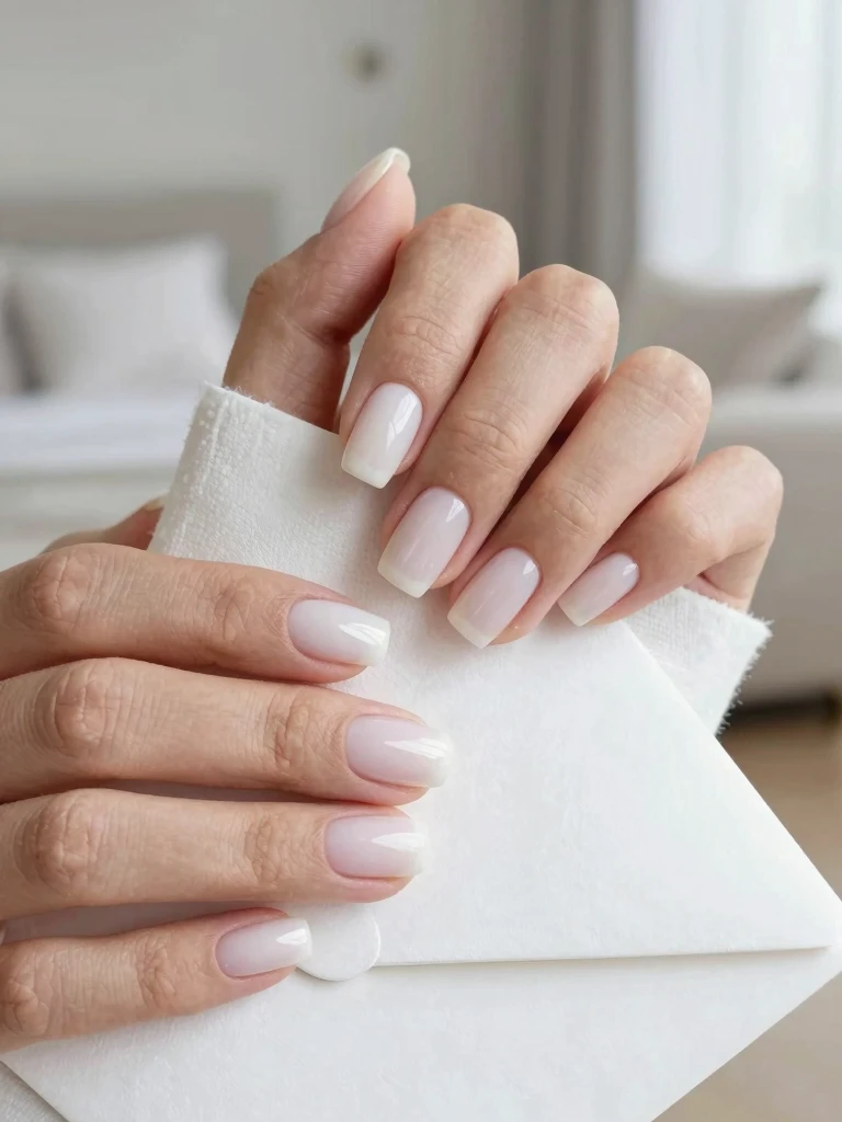 11. Wedding Nails Short in a Clean Milky White Finish