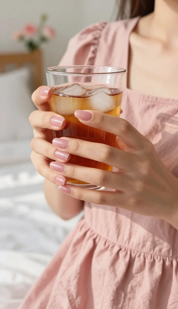 17. Jelly Pink Glass Nails With Sheer Glossy Layers