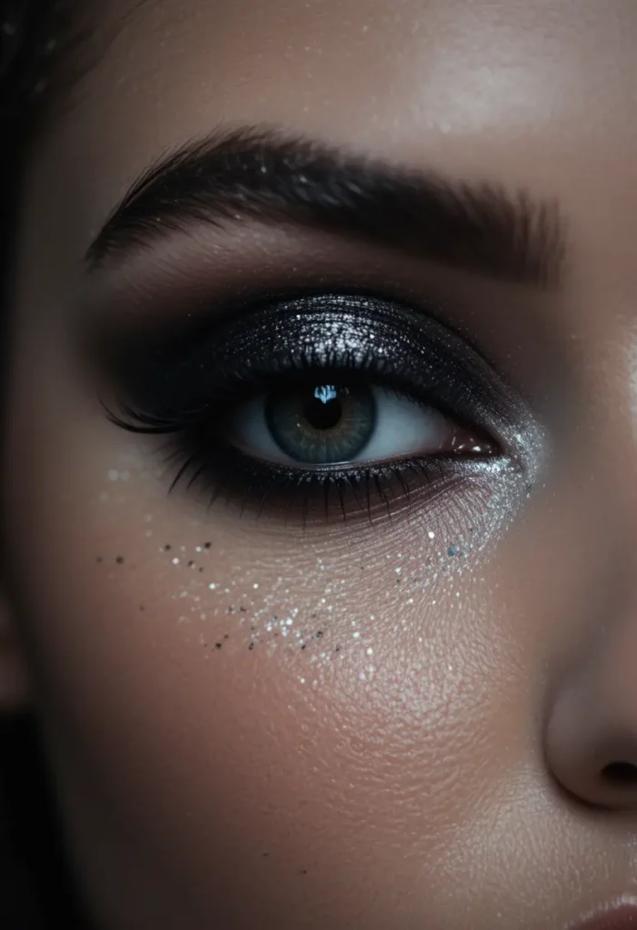8. Glitter-Accented Dark Eye