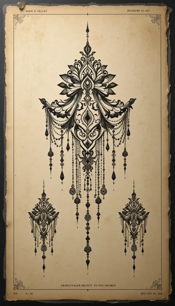 12. Tattoo Stencils Ideas for Women: Ornamental Chandelier
