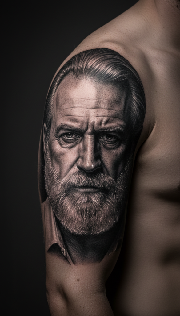 9. Black And Grey Realism Portrait