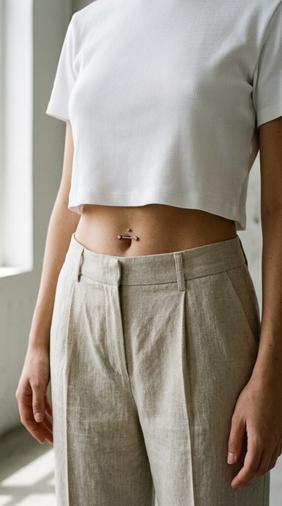 5. Horizontal Belly Button Piercing