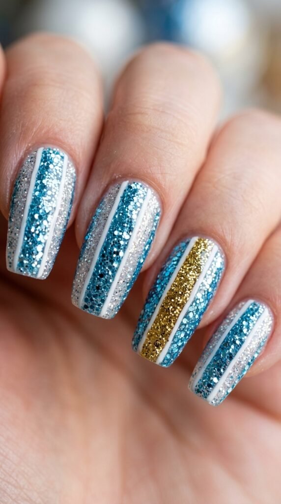 12. Glitter Tinsel Flag Stripes