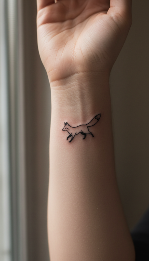 8. Tiny Animal Silhouette Tattoo With Clean Shapes