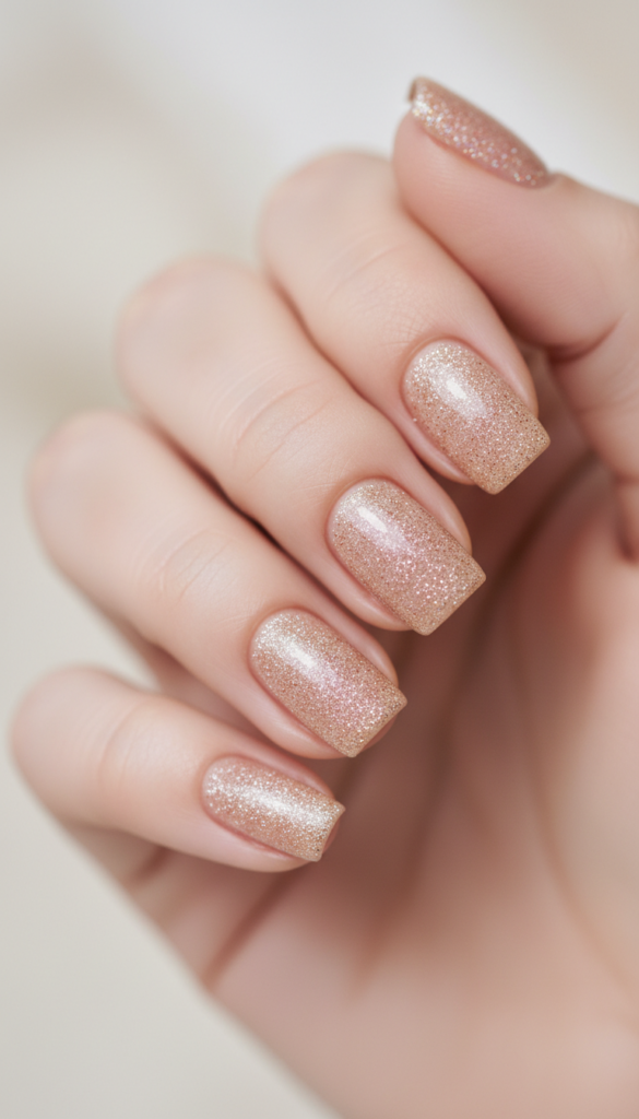 10. Short Beach Nails Idea: Micro-Glitter Sandy Texture Nails