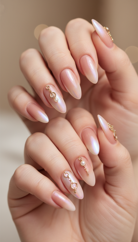 8. Pierced Nails Press Ons With Pre-Designed Jewelry Details