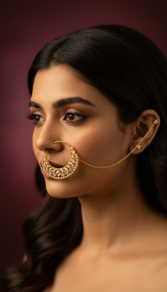 10. Desi-Inspired Large Gold Nose Ring