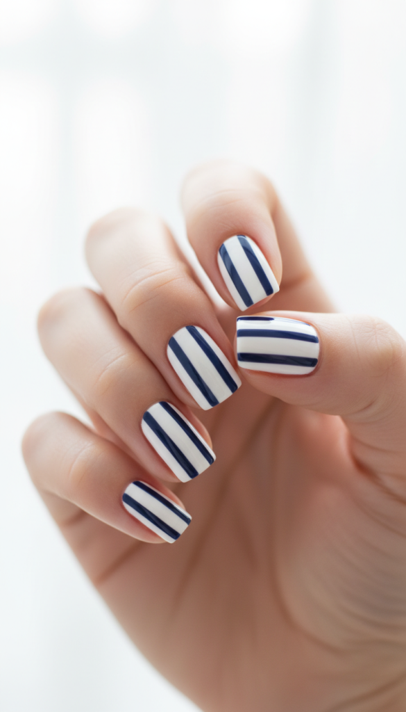 12. Striped Cabana Nails
