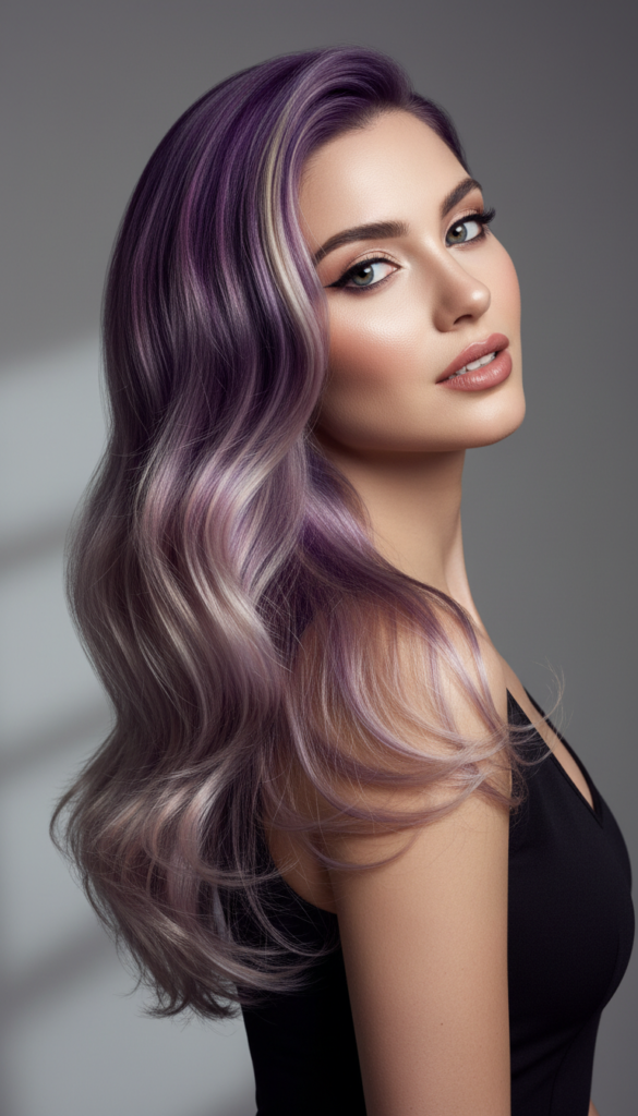 2. Purple Neapolitan Hair Color With Violet and Lavender Blends