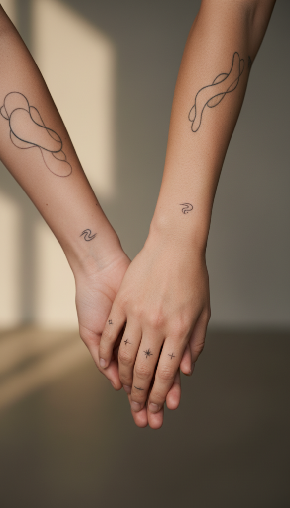12. Tiny Matching Symbol Tattoo For Personal Connections