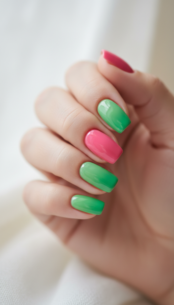 14. Watermelon Pink-To-Green Tropical Fade