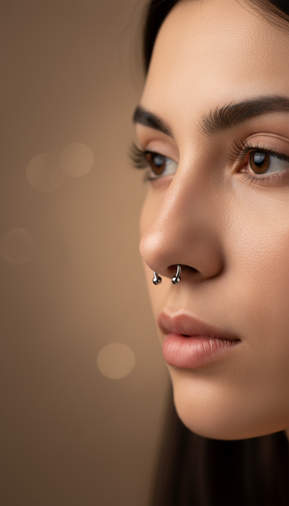 13. Vertical Nostril Piercing for an Unexpected Angle