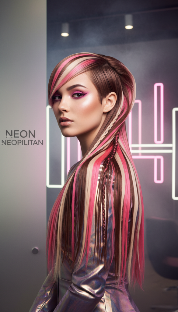 12. Neon Neopolotin Hair Color With Bright Candy Shades