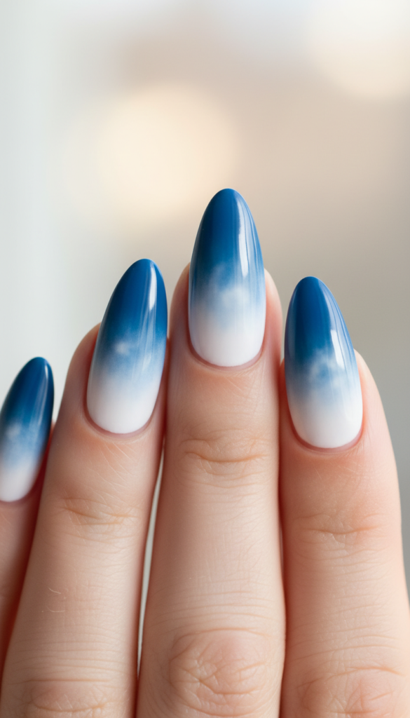 5. Reverse French Flag Tip (White Base, Blue Tips)