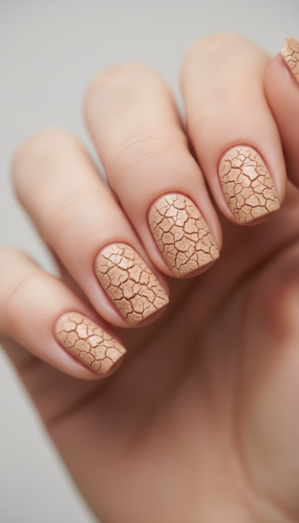3. Crackled Sand-Effect Nails