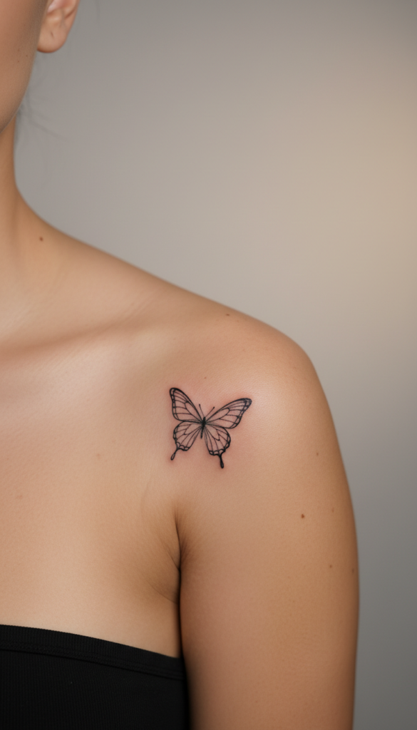 3. Small Butterfly Tattoo With Modern Line Art
