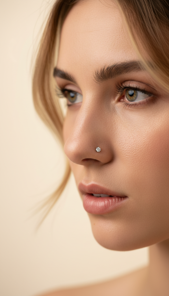 1. Classic Single Nostril Stud With a Tiny Diamond