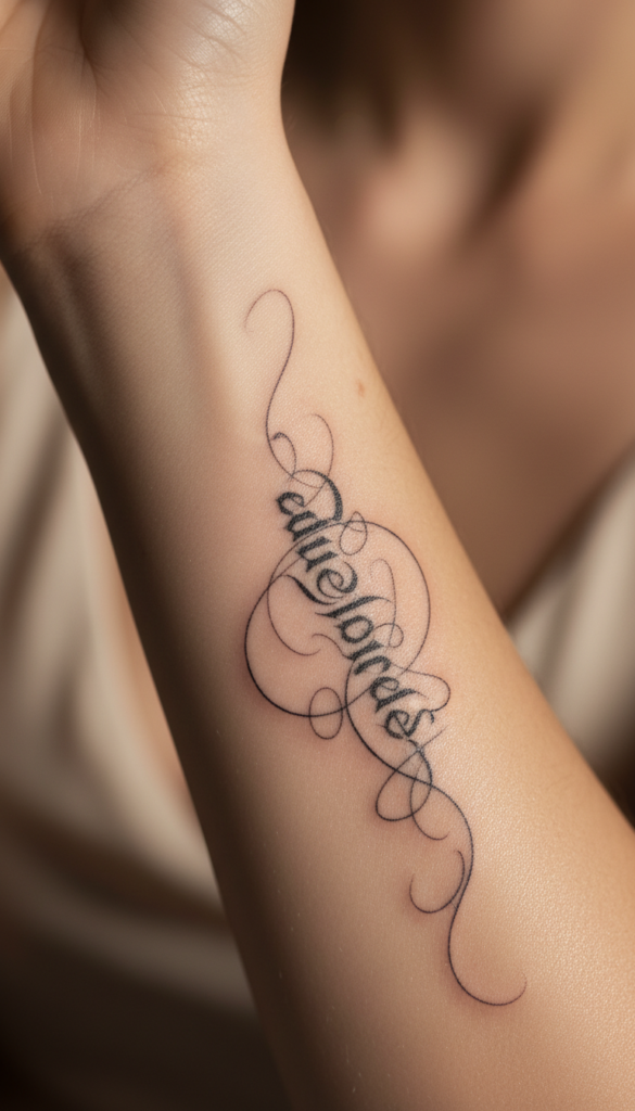 4. Tiny Script Word Tattoo With Personal Meaning