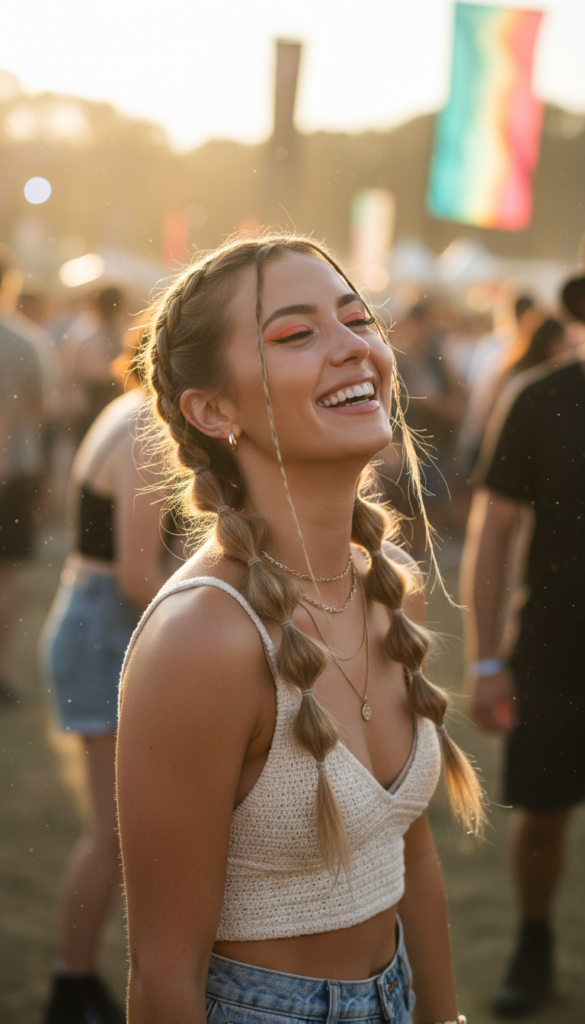 12. Bubble Braids With Face-Framing Strands
