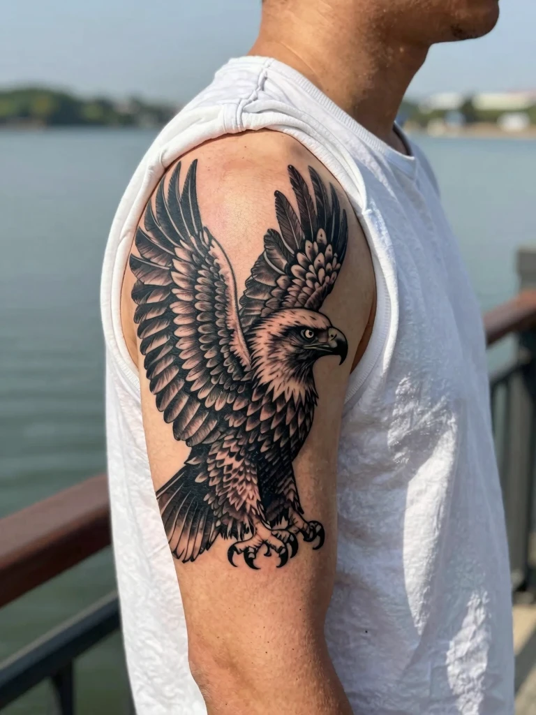 12. Eagle Shoulder Design With Spread Wing Detail