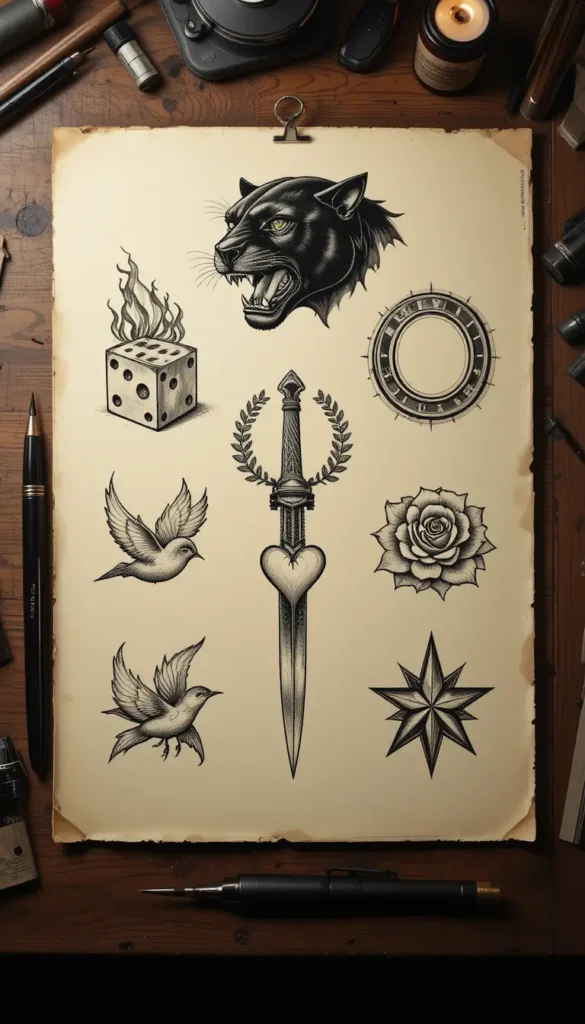 10. Tattoo Stencils for Beginners: Traditional Patchwork Set