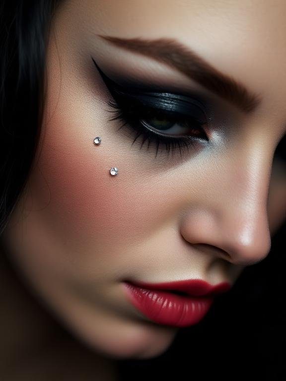 15. Rhinestone Tears With Black Eye Makeup