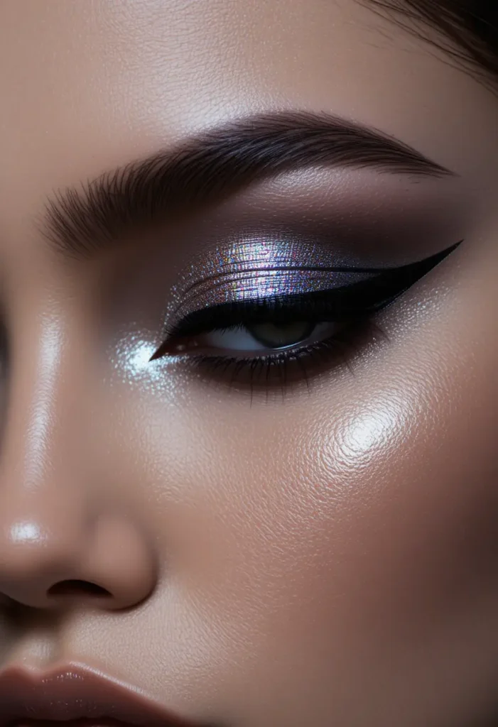3. Cut-Crease Goth Eye With Metallic Silver Lid