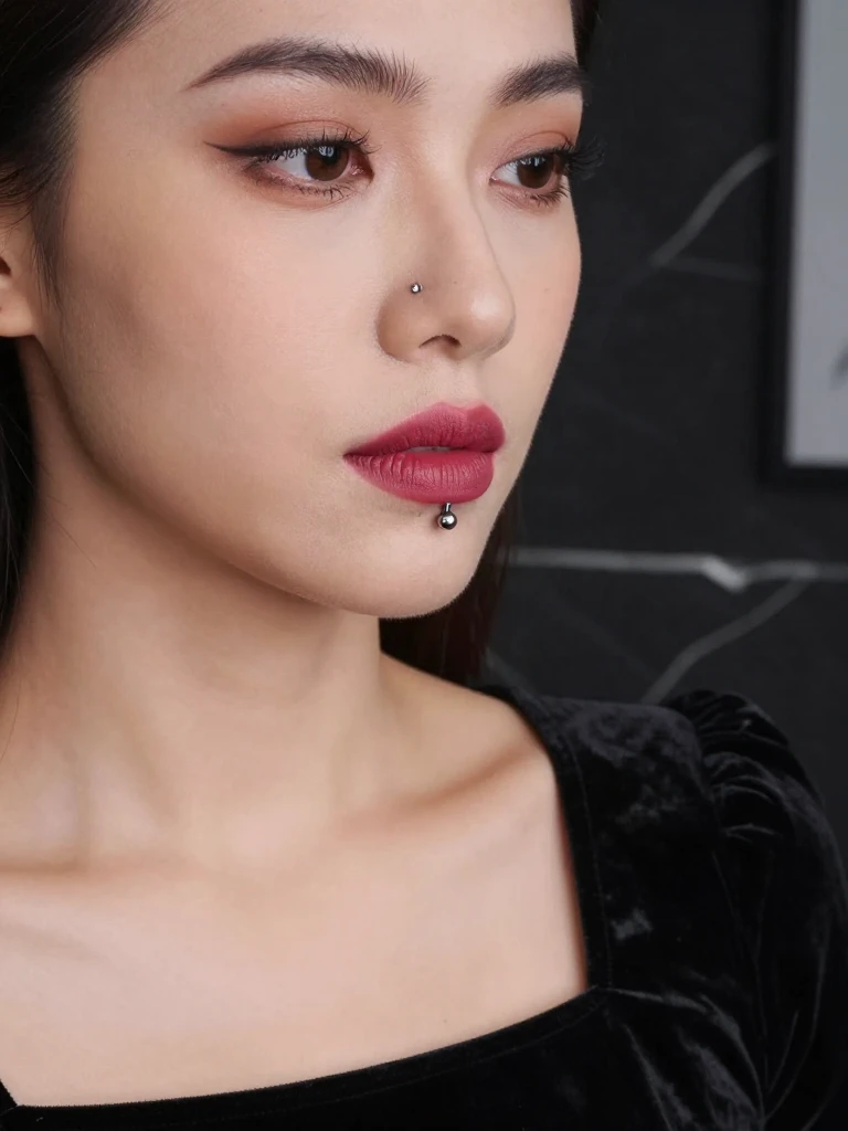 4. Vertical Labret With A Curved Barbell