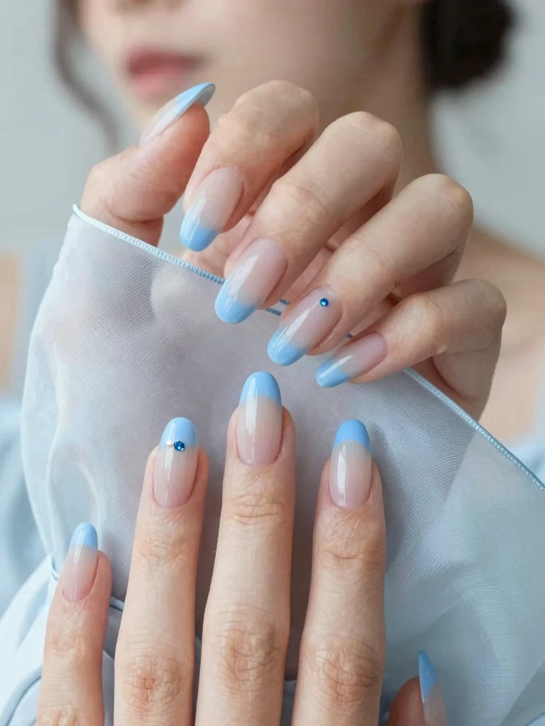 9. Wedding Nails Ideas for Bride With a Something-Blue Aura