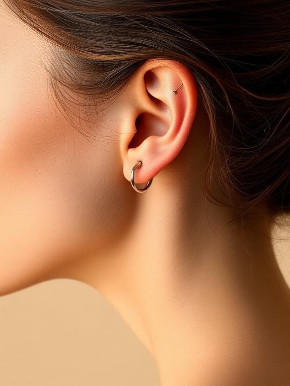 5. Helix Ear Piercing With A Slim Outer Hoop