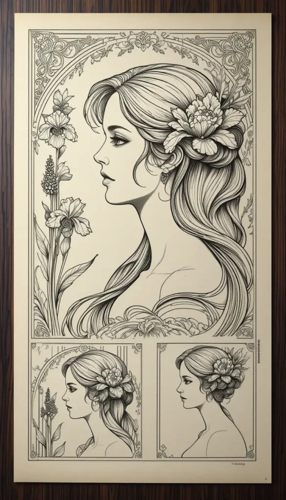 14. Art Nouveau Muse and Iris Portrait for Women