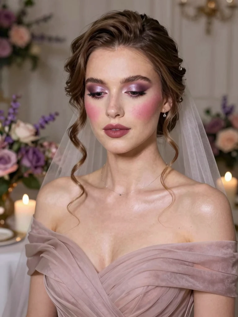 8. Soft Glam Bridal Makeup With Monochrome Mauve Tones