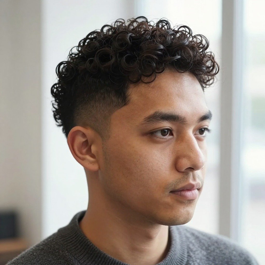 Curly Hairstyles Men for Black Hair With a Rounded Afro