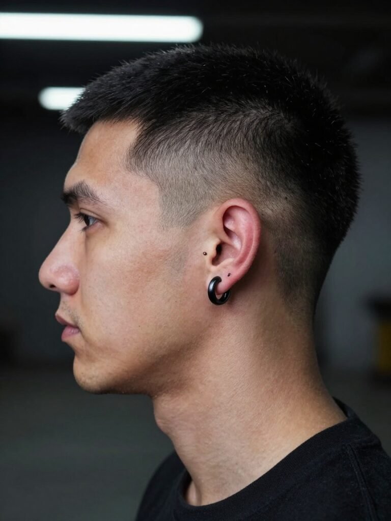 Helix Piercing Men Black Captive-Bead Ring