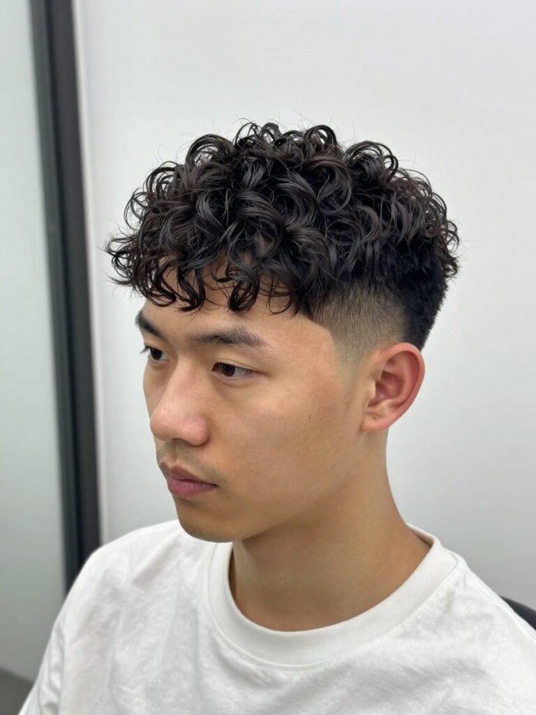 Short Curly Hairstyles Men With a Low Taper
