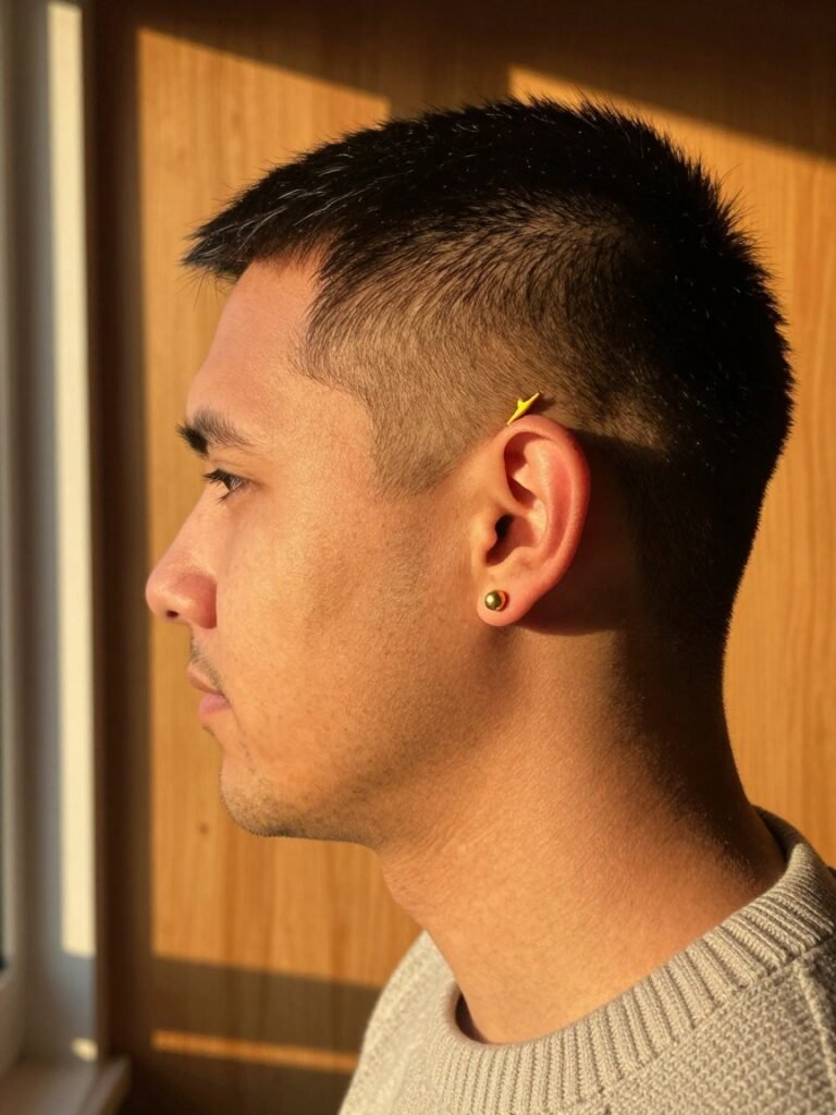 Helix Piercing Men Gold Lightning-Bolt Stud