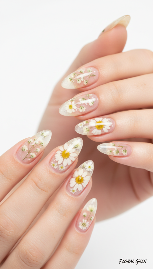 19. Glossy Clear With Pressed Flower Details