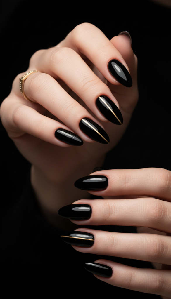 13. High-Gloss Black With A Single Gold Line