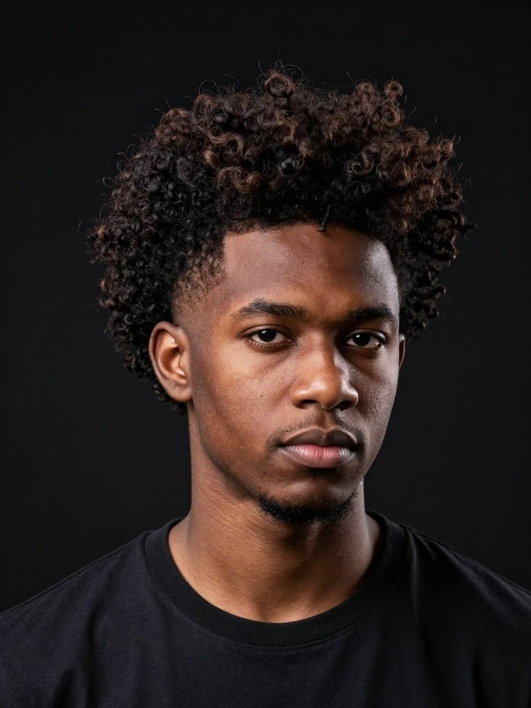 Curly Hairstyles Men for Black Hair With High-Top Volume