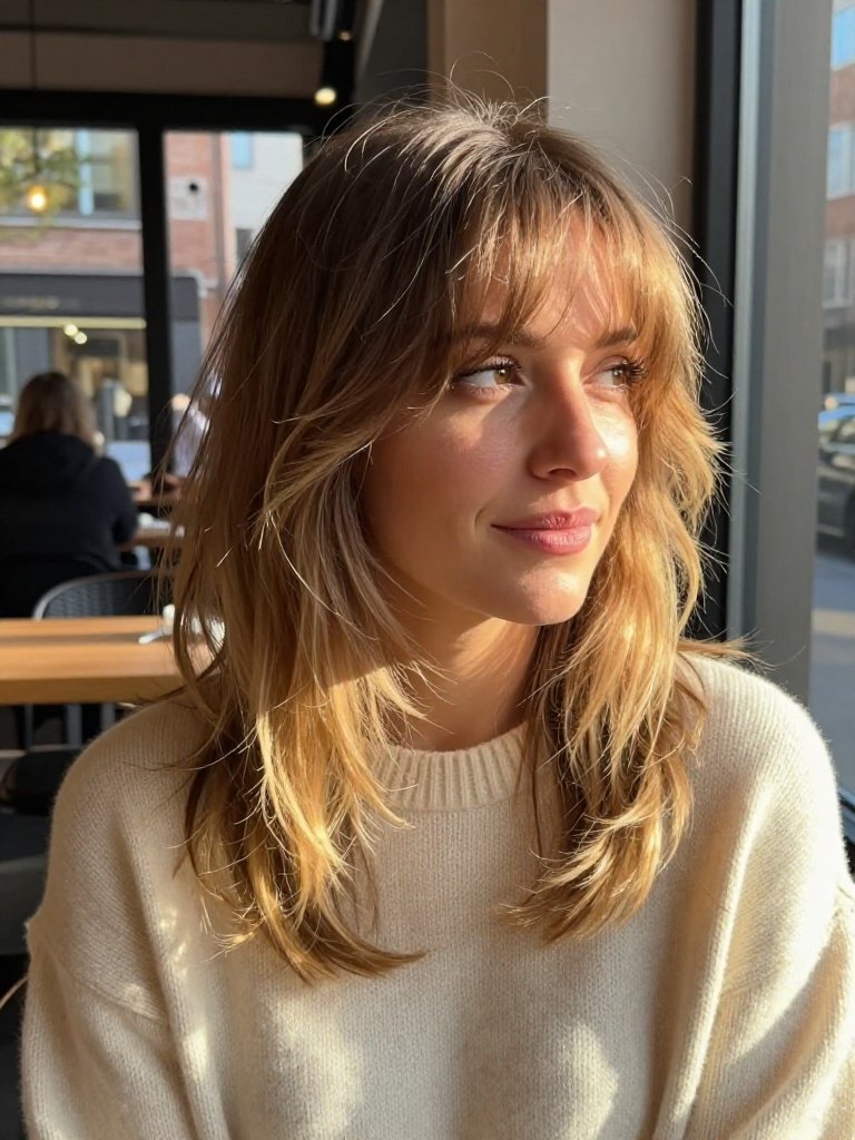 Razor Cut Hairstyles for Women With Feathered Shag Bangs
