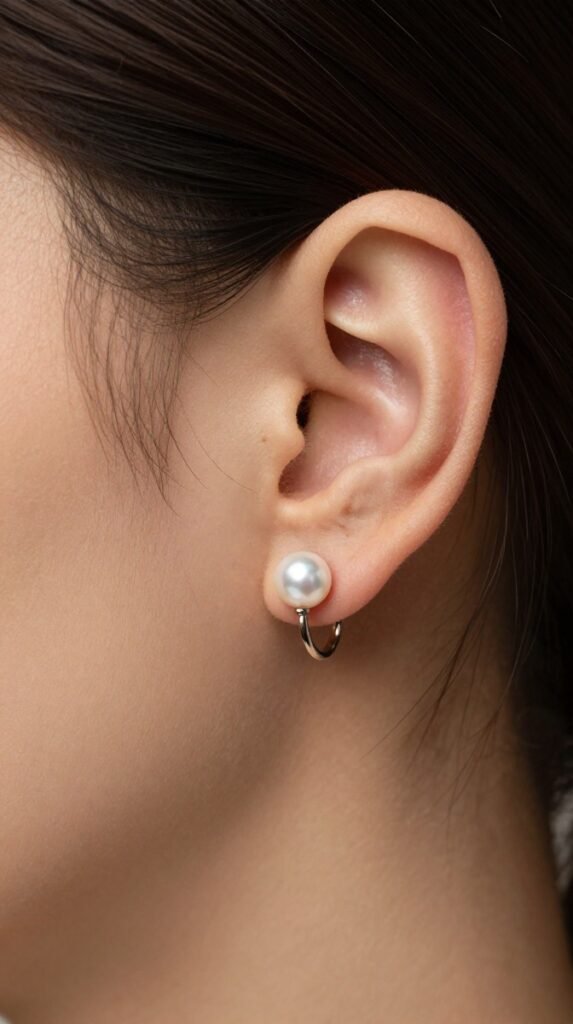 11. Auricle Ear Piercing With A Tiny Mid-Rim Hoop